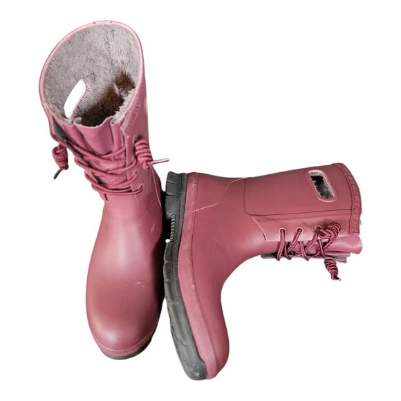 Bogs Amanda Waterproof Faux Fur Lining Plush Burgundy Red Boots Women's Size 10 - Picture 9 of 13